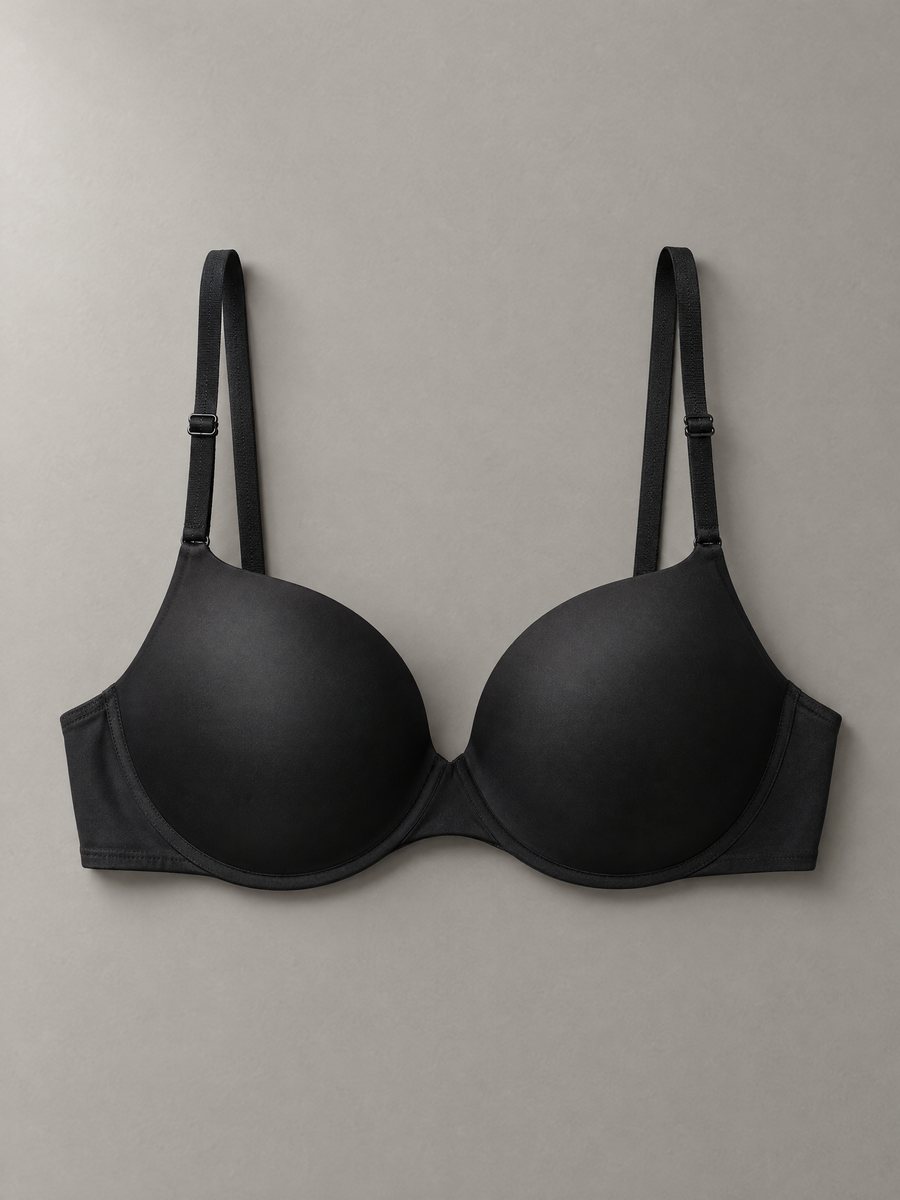 Moulded T-shirt bra in black microfibre, Rose Intimates Ltd.