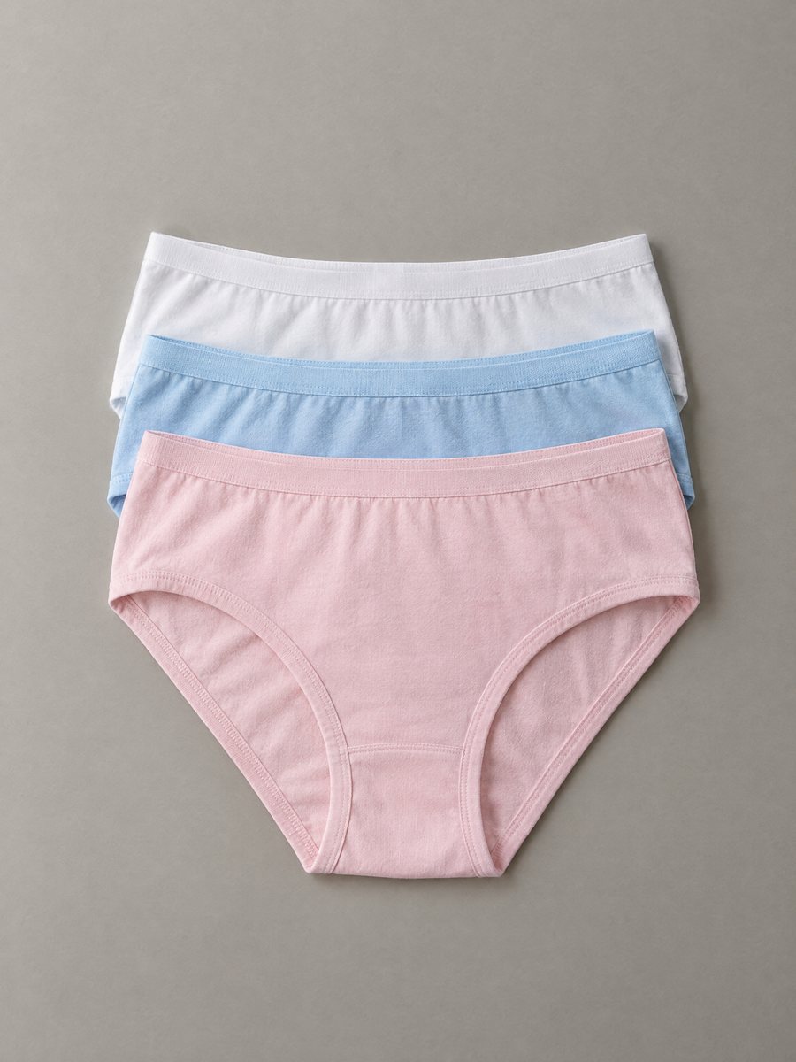 Women's cotton briefs, three-pack in pastels, Rose Intimates Ltd.